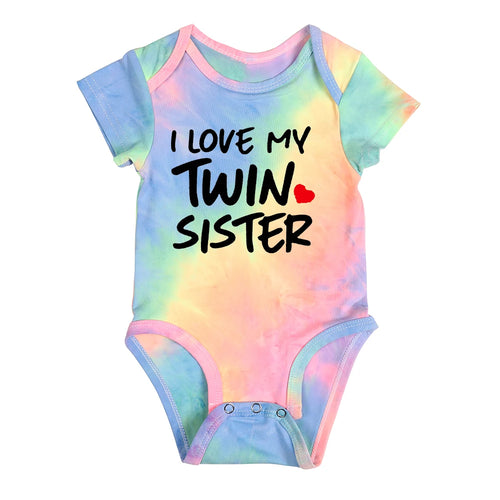 I Love My Twins Brother/Sister Tie Dye Onsie