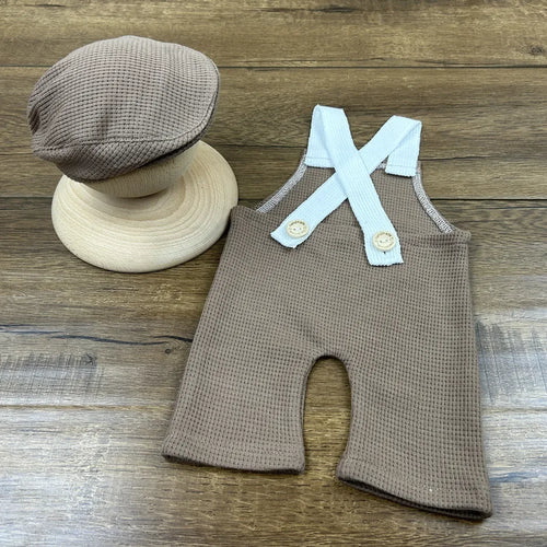 Newborn Photography Suspenders and Hat Set