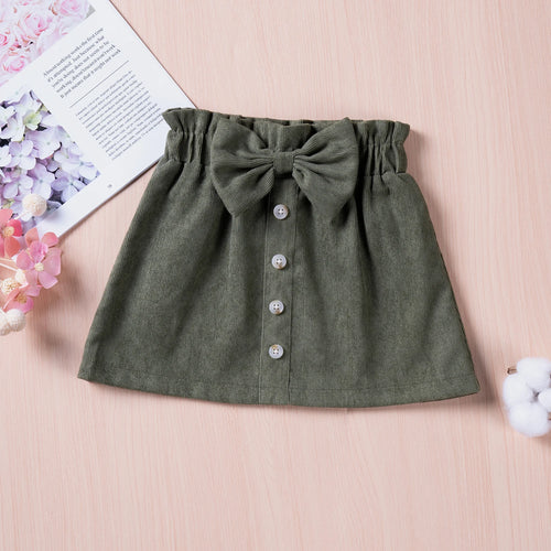 Bow Button A-Line Skirt