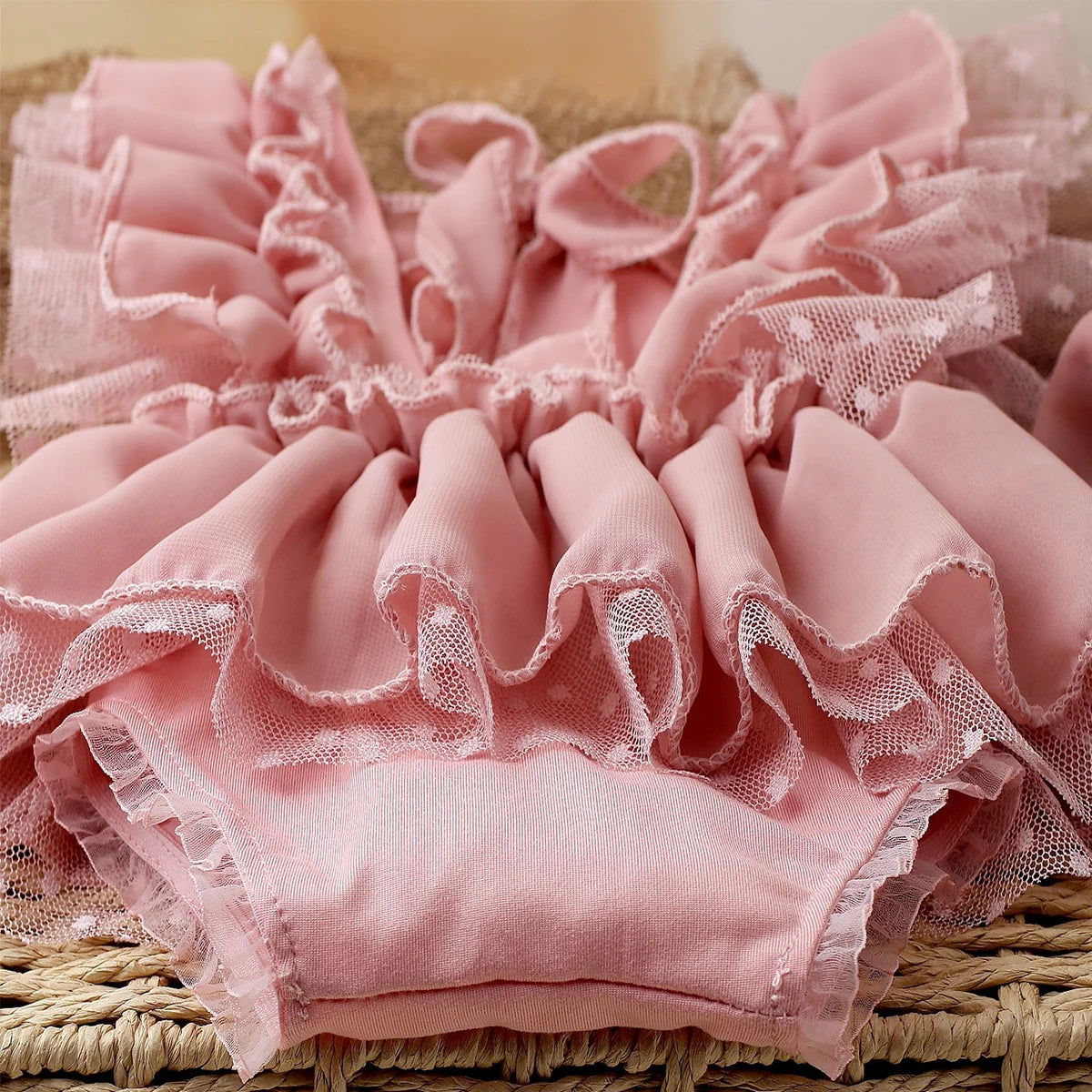 Pink Chiffon Newborn Romper with Bow