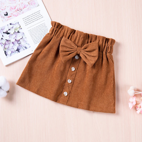 Bow Button A-Line Skirt