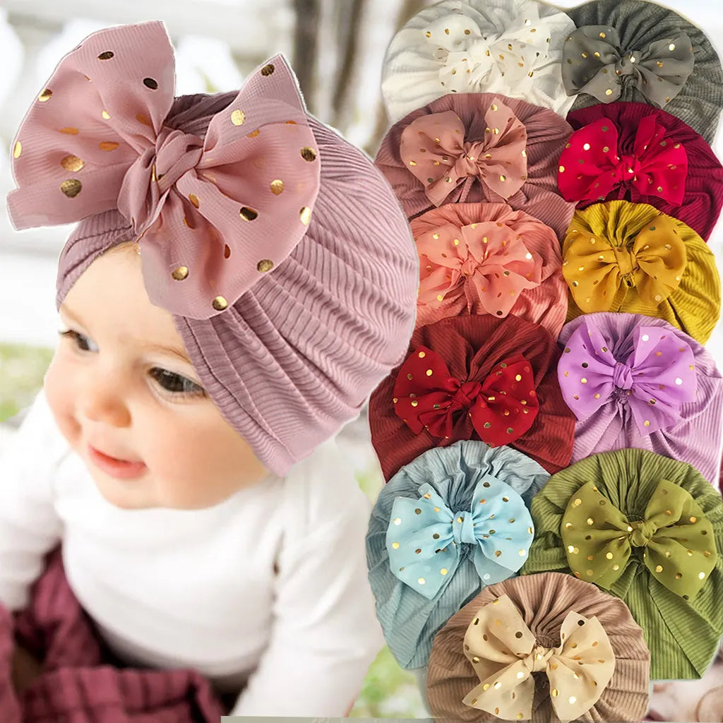 Baby Hat With Polka Dot Bow