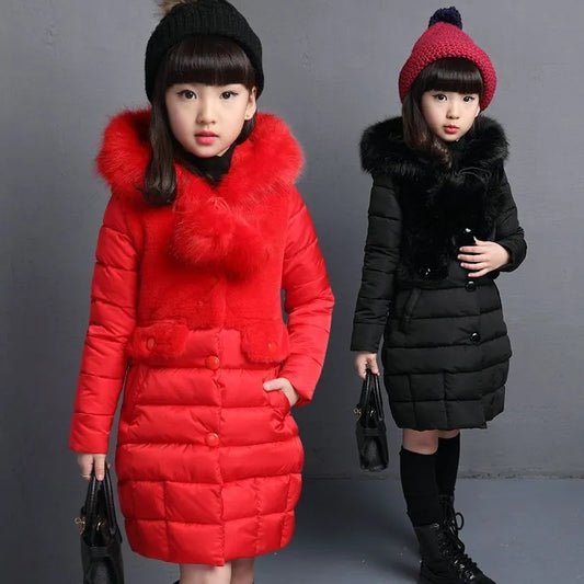 Long Fur Hooded Down Coat