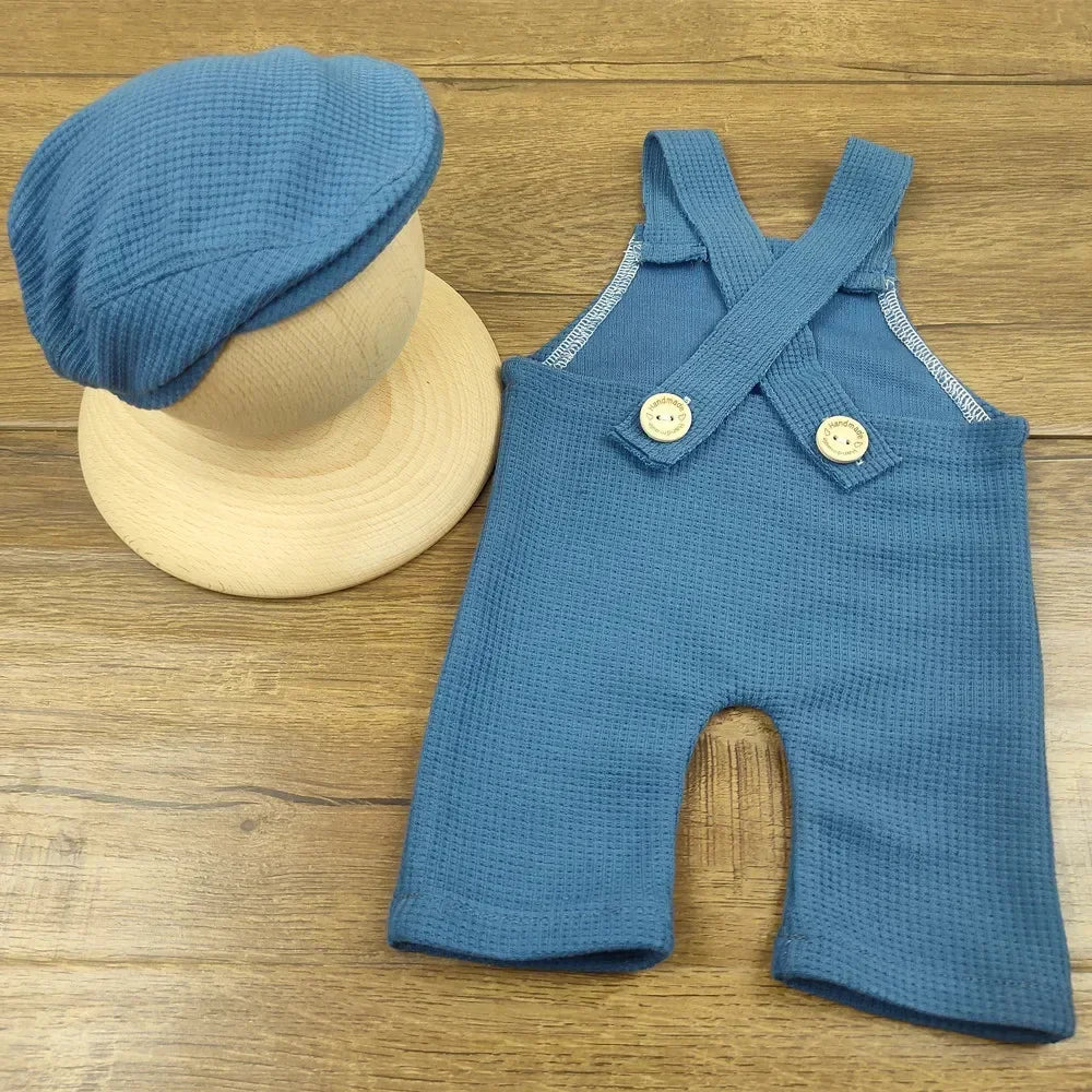 Newborn Photography Suspenders and Hat Set