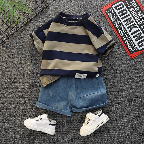 Baby and Toddler Boys Striped Denim Set