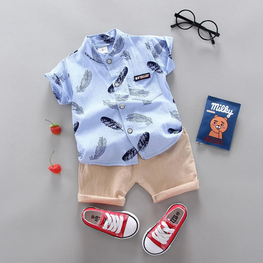 Baby Boys Feather Button Down Set