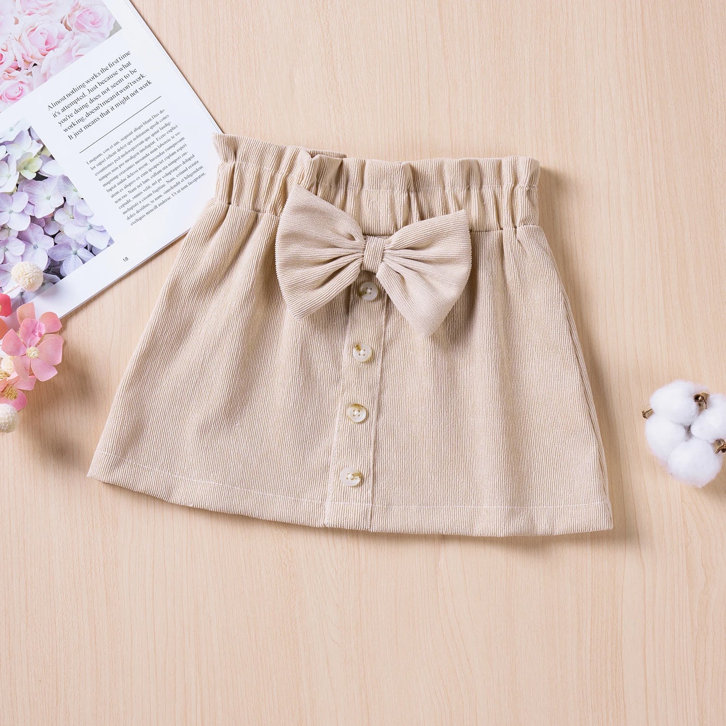 Bow Button A-Line Skirt