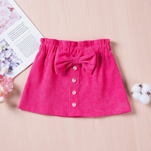 Bow Button A-Line Skirt