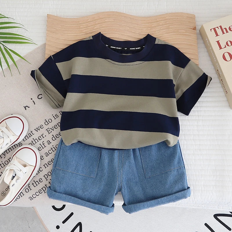 Baby and Toddler Boys Striped Denim Set