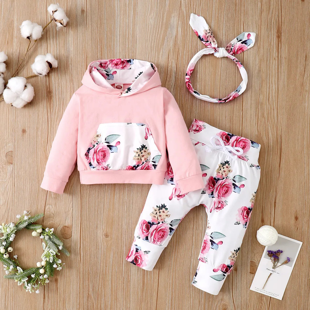Floral Baby Set With Bow
