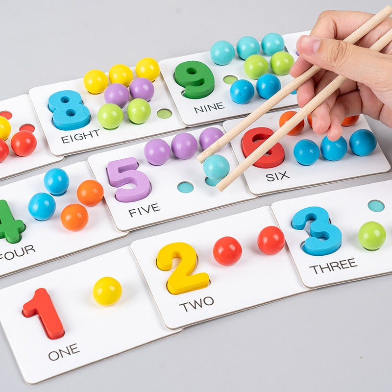 Wooden Montessori Clip Beads Color Sorting